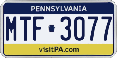 PA license plate MTF3077