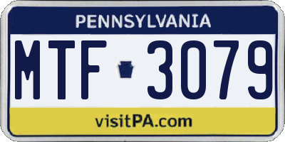 PA license plate MTF3079
