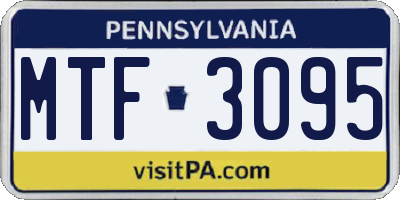 PA license plate MTF3095
