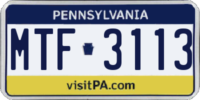 PA license plate MTF3113
