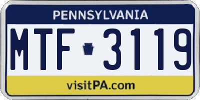 PA license plate MTF3119