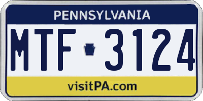 PA license plate MTF3124