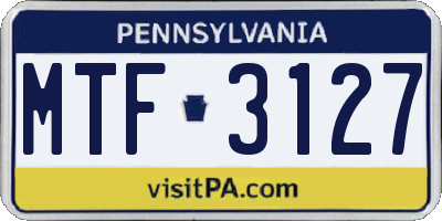 PA license plate MTF3127