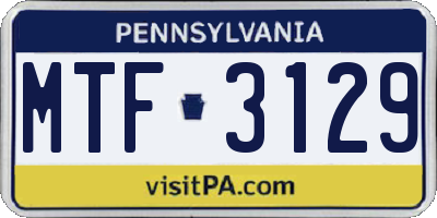 PA license plate MTF3129