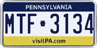 PA license plate MTF3134