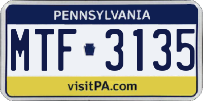 PA license plate MTF3135