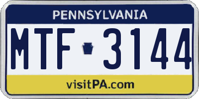 PA license plate MTF3144