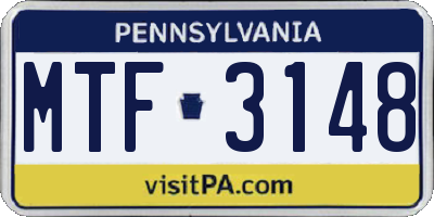 PA license plate MTF3148