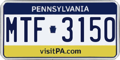 PA license plate MTF3150