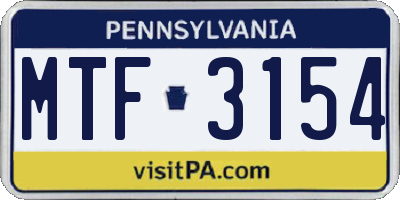 PA license plate MTF3154