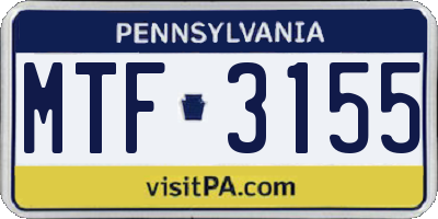 PA license plate MTF3155
