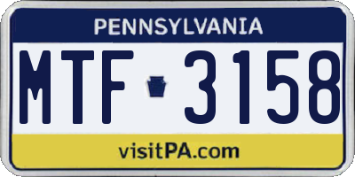 PA license plate MTF3158