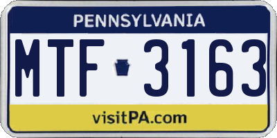 PA license plate MTF3163