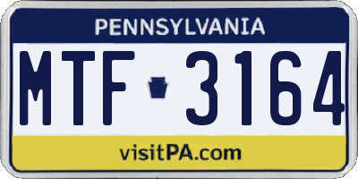 PA license plate MTF3164