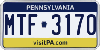 PA license plate MTF3170