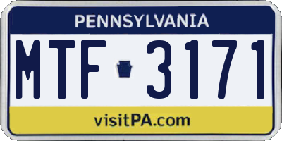 PA license plate MTF3171