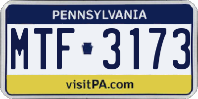 PA license plate MTF3173