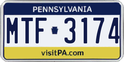 PA license plate MTF3174