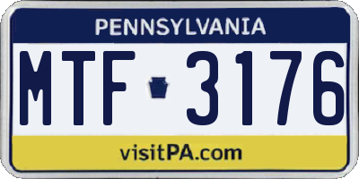 PA license plate MTF3176