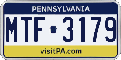 PA license plate MTF3179