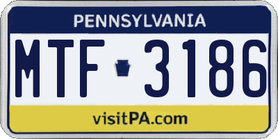 PA license plate MTF3186