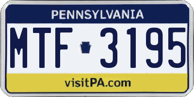 PA license plate MTF3195