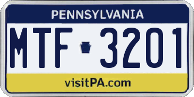 PA license plate MTF3201