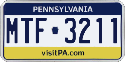 PA license plate MTF3211
