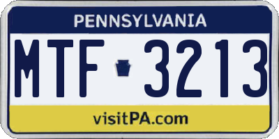 PA license plate MTF3213