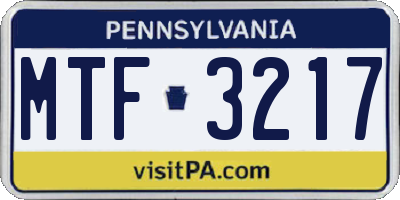PA license plate MTF3217