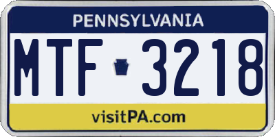 PA license plate MTF3218