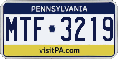 PA license plate MTF3219