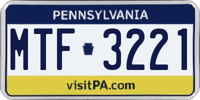 PA license plate MTF3221