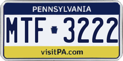 PA license plate MTF3222