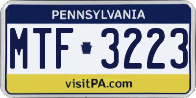 PA license plate MTF3223