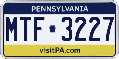 PA license plate MTF3227