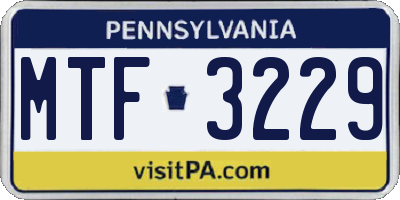 PA license plate MTF3229