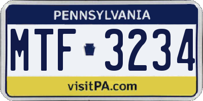 PA license plate MTF3234