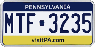 PA license plate MTF3235