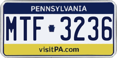 PA license plate MTF3236