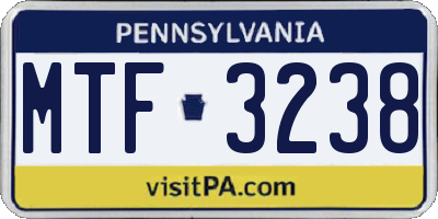 PA license plate MTF3238