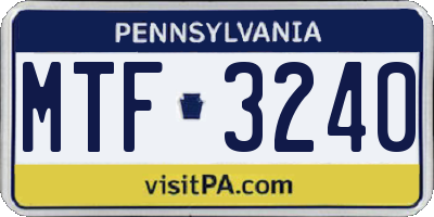 PA license plate MTF3240