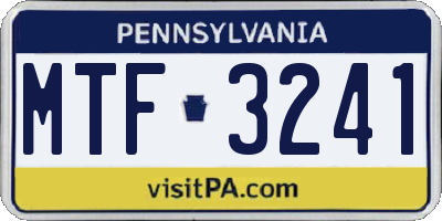 PA license plate MTF3241