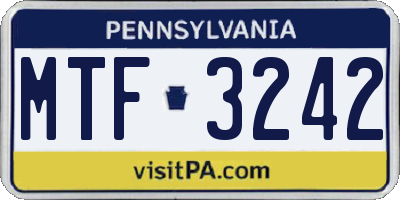 PA license plate MTF3242