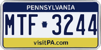 PA license plate MTF3244