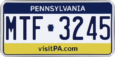 PA license plate MTF3245