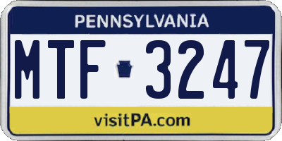 PA license plate MTF3247
