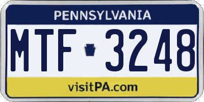 PA license plate MTF3248