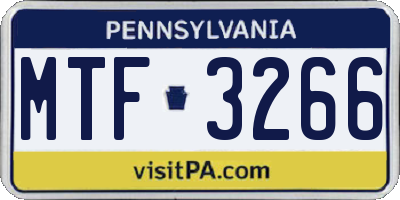 PA license plate MTF3266