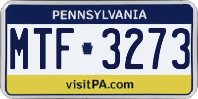 PA license plate MTF3273